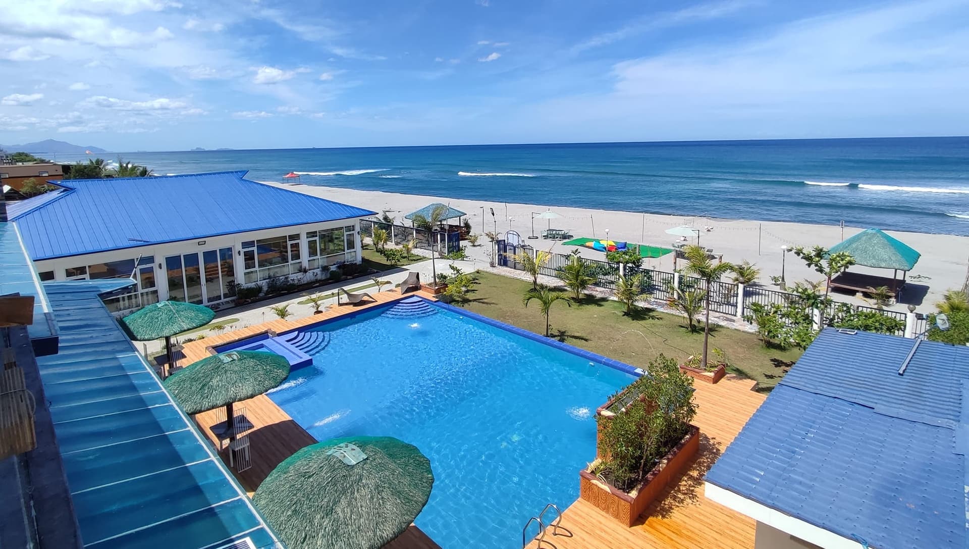 The QBeach Resort grounds at golden hour